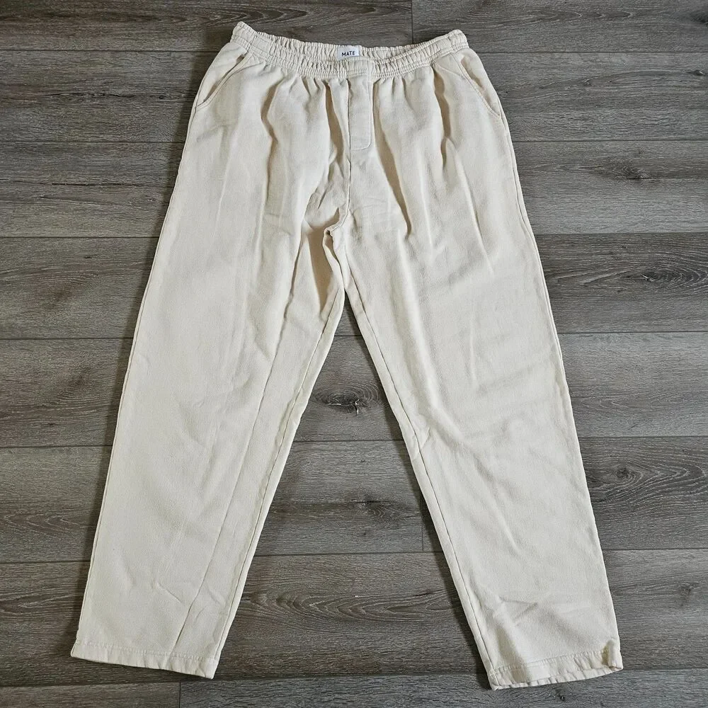 NWT MATE the Label Mens Organic Fleece Straight leg Sweatpants Size XXL Bone